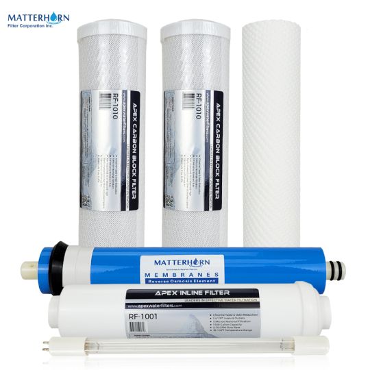  APEX RF-6051 Replacement Filter Set for RO Systems with MATTERHORN Brand Replacement UV Bulb(6 Pack)